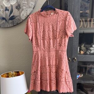 Blu Pepper Coral Pink Lace Mini Dress